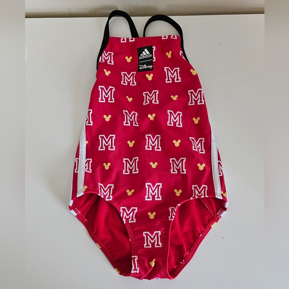 Limited Adidas Disney Mickey Monogram Collab Swimsuit Girls 5T